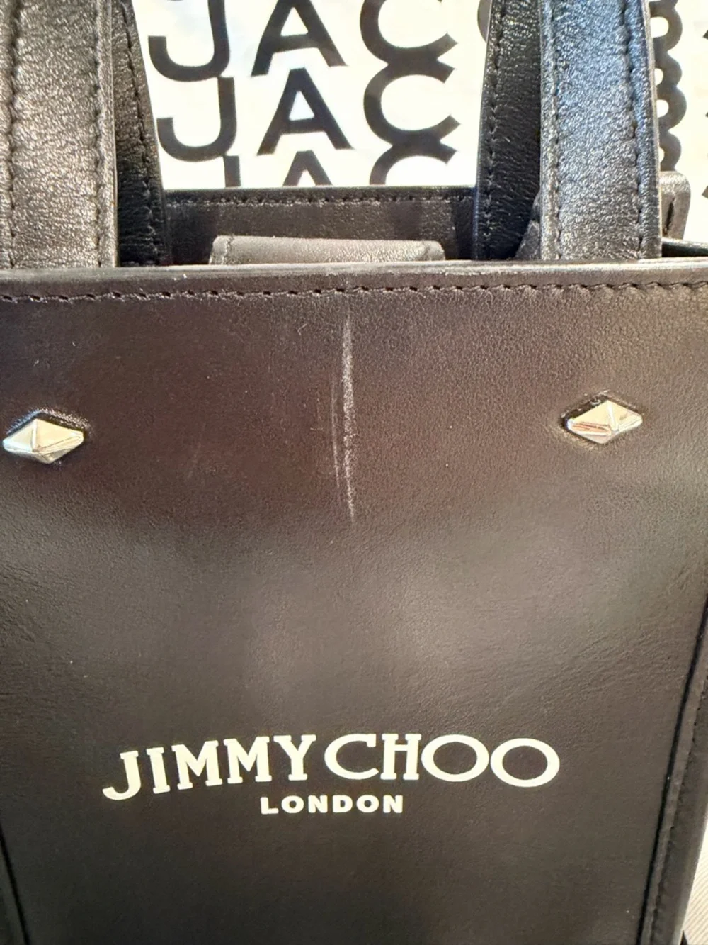 Jimmy Choo Black Leather N/S Mini Tote - Picture 7 of 7